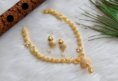 Gold tone cz-white necklace set dj-15222