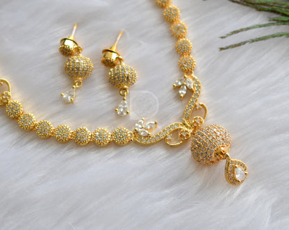 Gold tone cz-white necklace set dj-15222