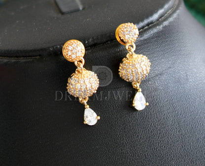 Gold tone cz-white necklace set dj-15222