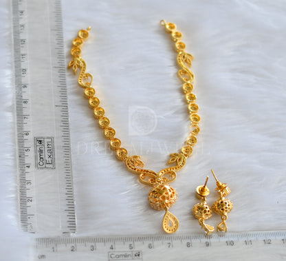 Gold tone cz-white necklace set dj-15222