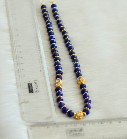 Gold tone blue beaded necklace dj-18987