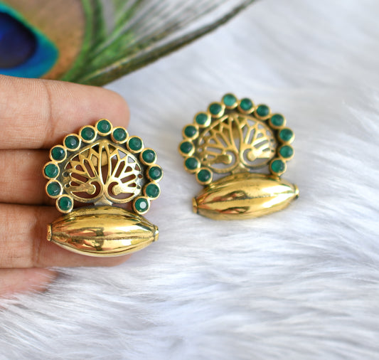 Antique gold tone green earrings dj-20005