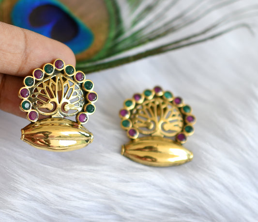 Antique gold tone ruby-green  Earrings dj-20006