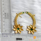 Gold tone pink-green pearl flower ear cuff earrings dj-01181
