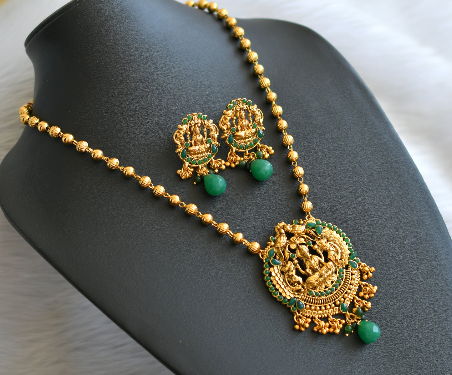 Antique green lakshmi necklace set dj-16351