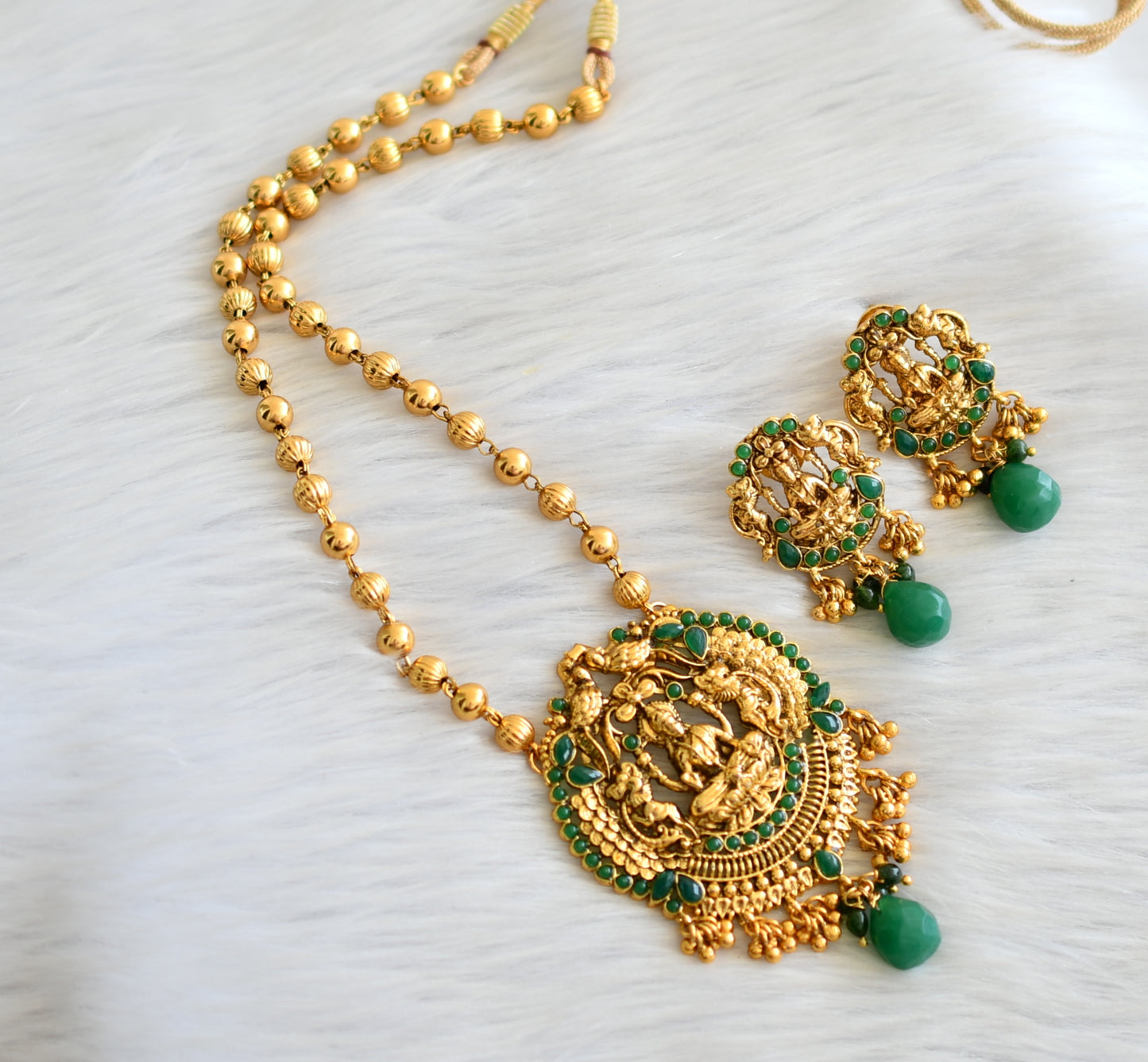 Antique green lakshmi necklace set dj-16351