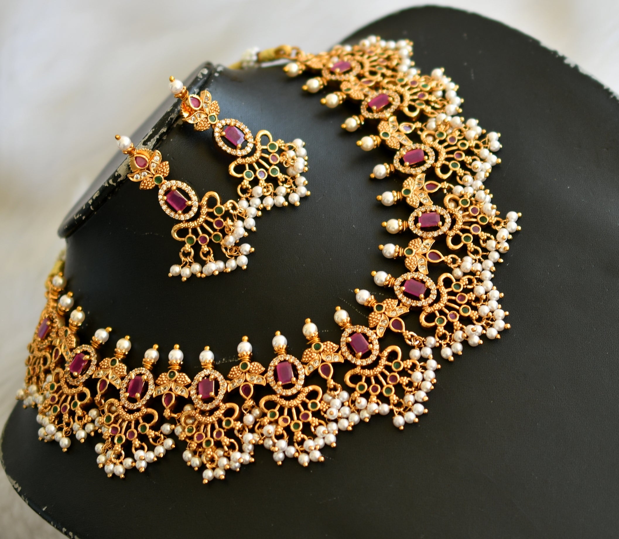 Antique Gold Guttapusalu Necklace Set - Indian Jewellery Designs