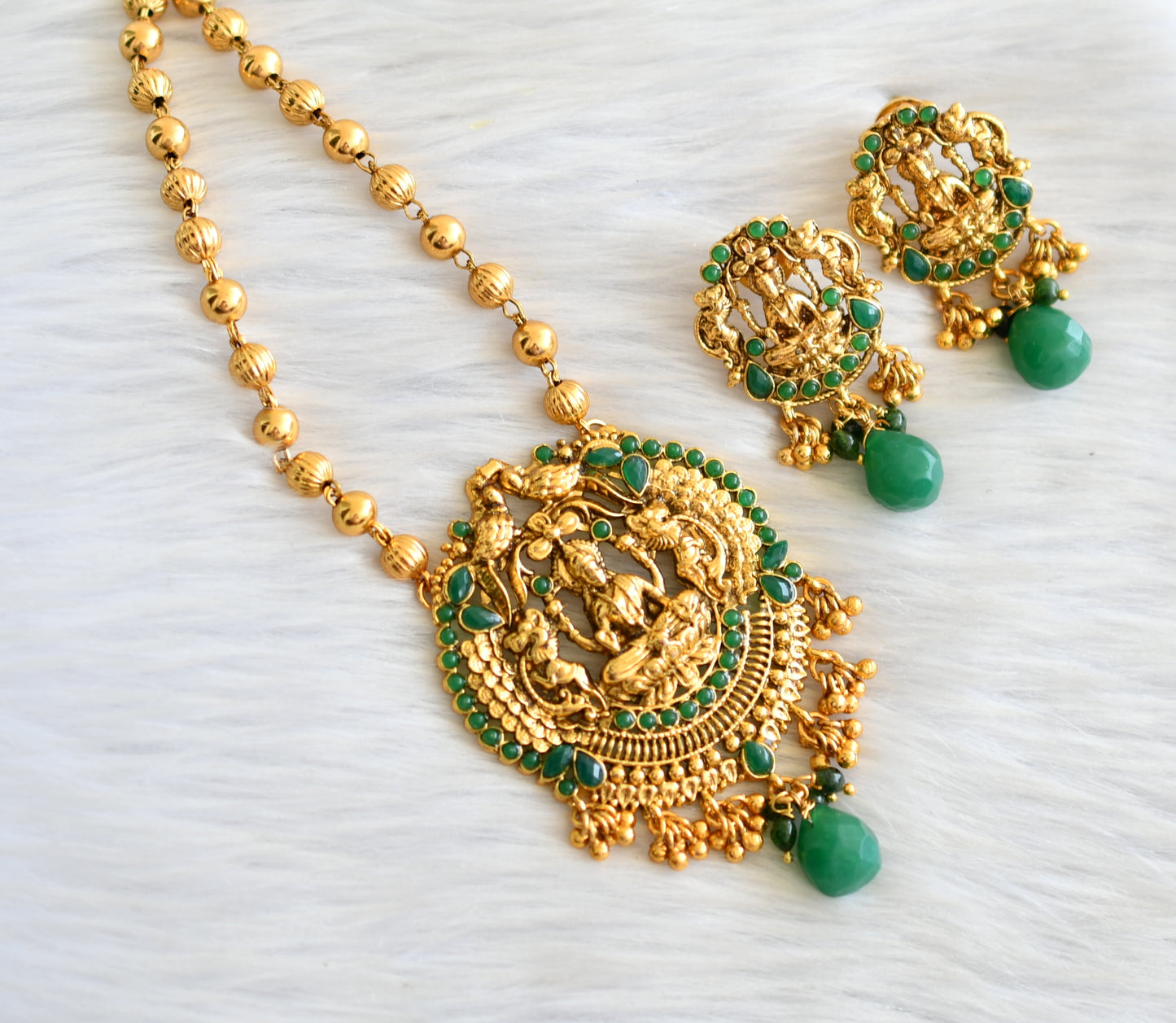 Antique green lakshmi necklace set dj-16351