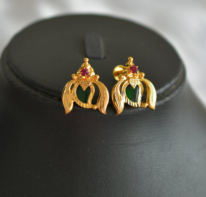 Gold tone green mango-Lotus Kerala style necklace set dj-38984