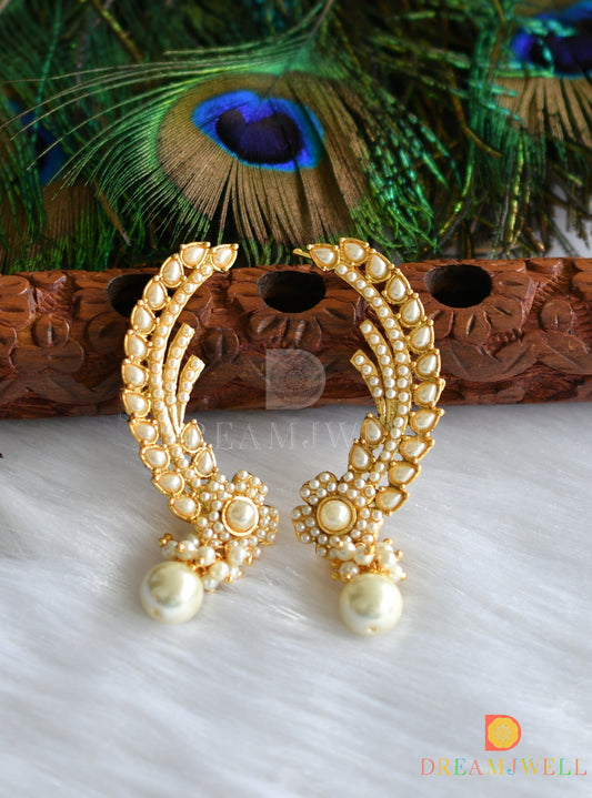 Gold tone pearl designer ear cuff earrings dj-01192