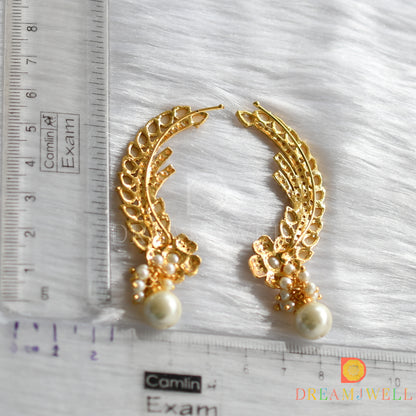 Gold tone pearl designer ear cuff earrings dj-01192