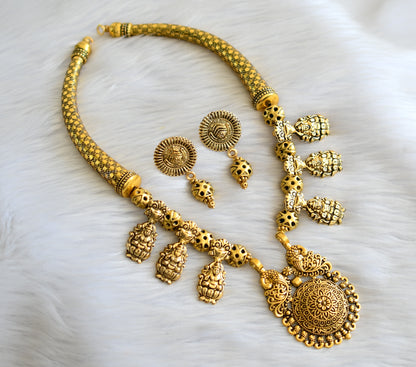 Antique gold tone lakshmi necklace set dj-26421