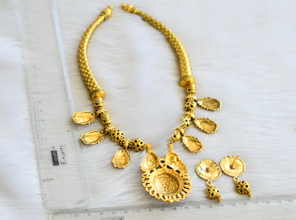 Antique gold tone lakshmi necklace set dj-26421