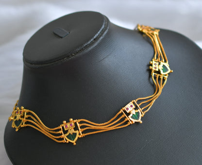 Gold tone green palakka Kerala style choker necklace dj-38986