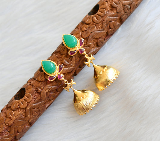 Gold tone Uncut Ruby-emerald Jhumkka  dj-03128