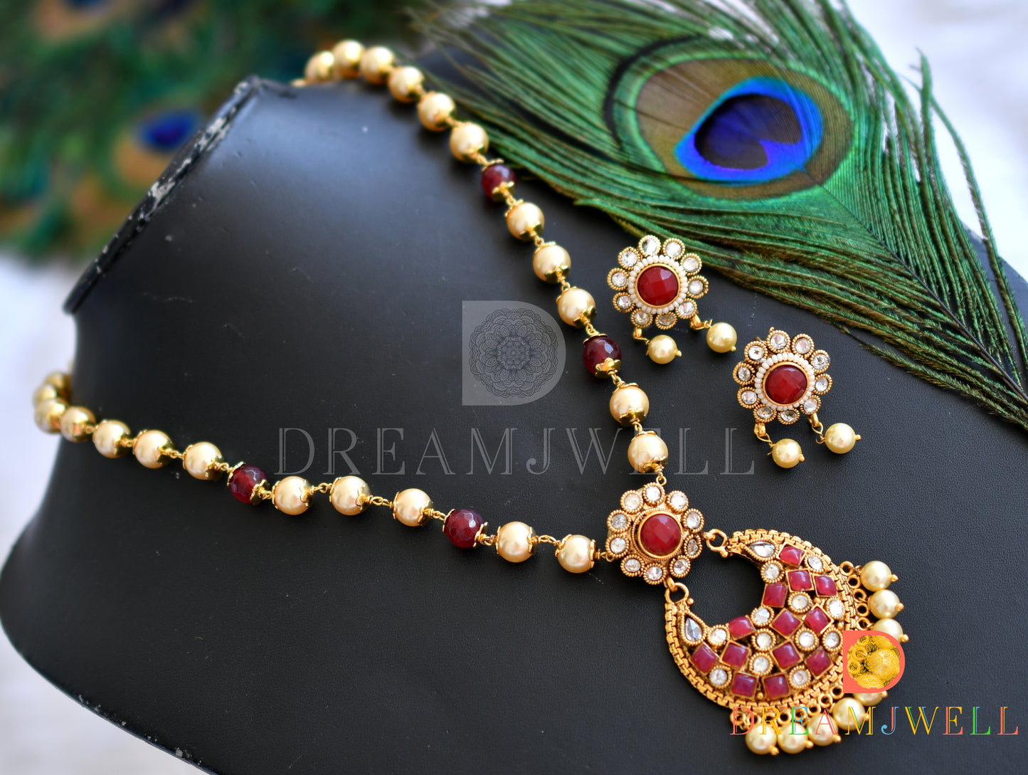 Antique pearl- pink necklace set dj-01625
