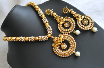 Antique gold tone pearl necklace set dj-04172