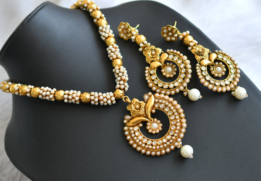 Antique gold tone pearl necklace set dj-04172