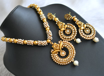 Antique gold tone pearl necklace set dj-04172