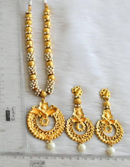 Antique gold tone pearl necklace set dj-04172