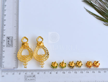 Gold tone CZ stone changeable earrings dj-35883