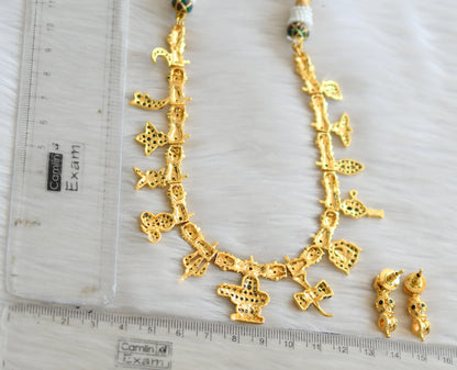 Gold tone Ad Stone blue shiva necklace set dj-03089