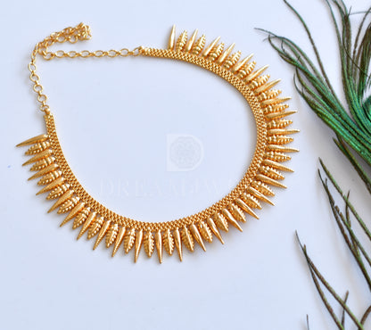 Gold tone kerala design mulla mottu necklace dj-34421