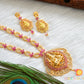 Gold tone semi precious ruby Lakshmi bridal haar set dj-02053