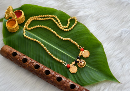 Gold tone black-coral bead Bottu Lakshmi coin mangalyam dj-38971