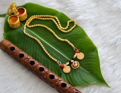 Gold tone black-coral bead Bottu Lakshmi coin mangalyam dj-38971