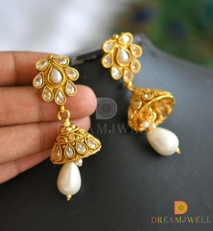Antique pearl square pendant necklace set dj-01590