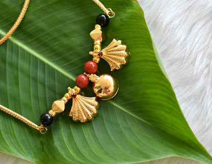 Gold tone black-coral beads bottu mangalyam dj-38973