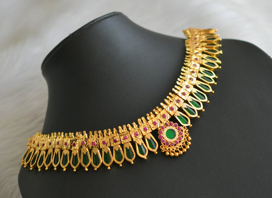 Gold tone ad Pink-green Nagapadam choker necklace dj-32003