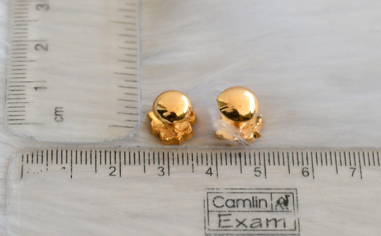 Gold tone ad pink-white stone earrings/stud dj-40344