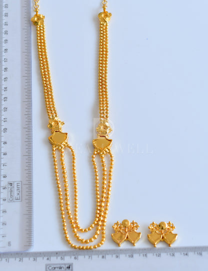 Gold tone multi layer green palakka necklace set dj-34183