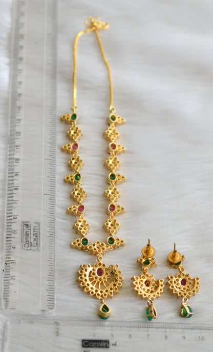 Gold tone cz ruby-emerald necklace set dj-03366