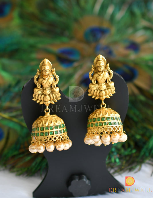 Matte finish green Lakshmi pearl jhumkka dj-37362