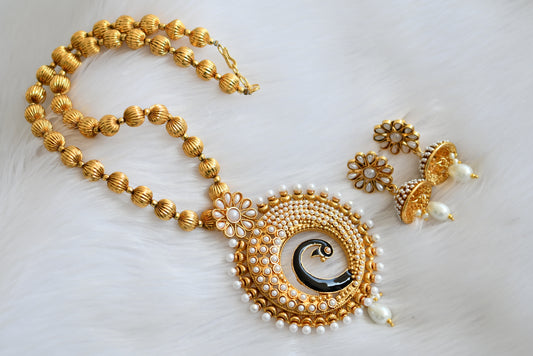 Antique round peacock pearl Necklace set dj-02790