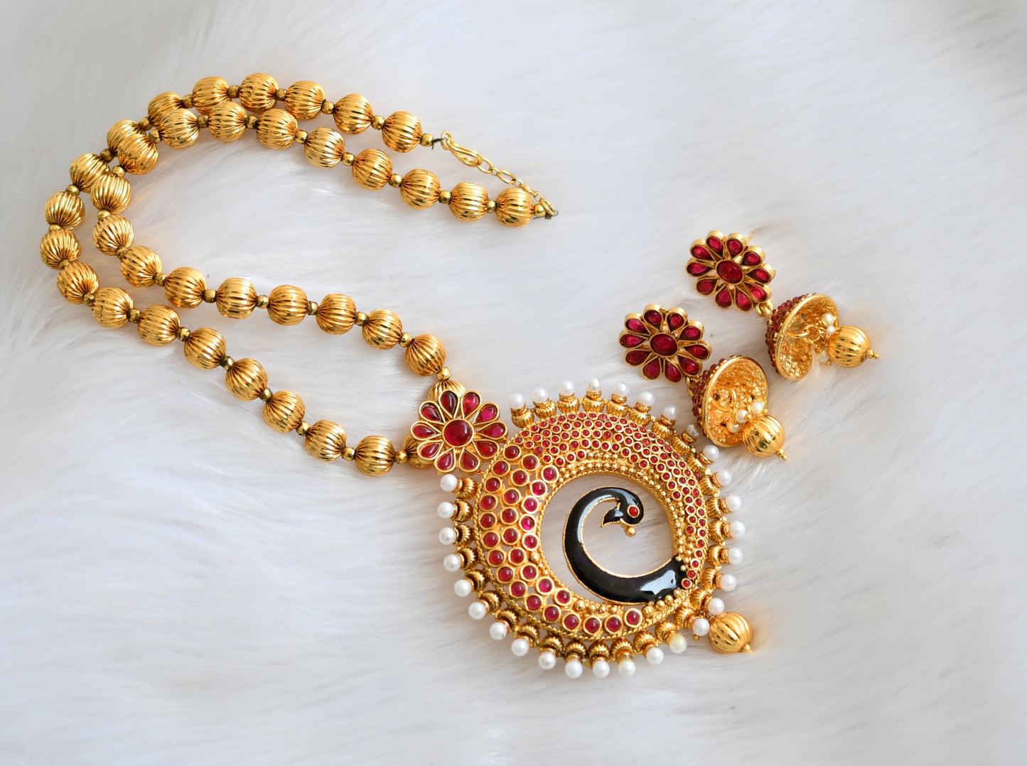 Antique kemp round-peacock pearl necklace set dj-02788