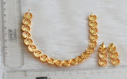 Gold tone pearl pearl-coral necklace set dj-41724