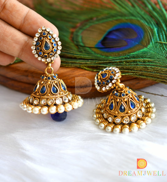 Antique blue-white pearl jhumkka dj-37367