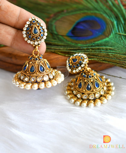 Antique blue-white pearl jhumkka dj-37367