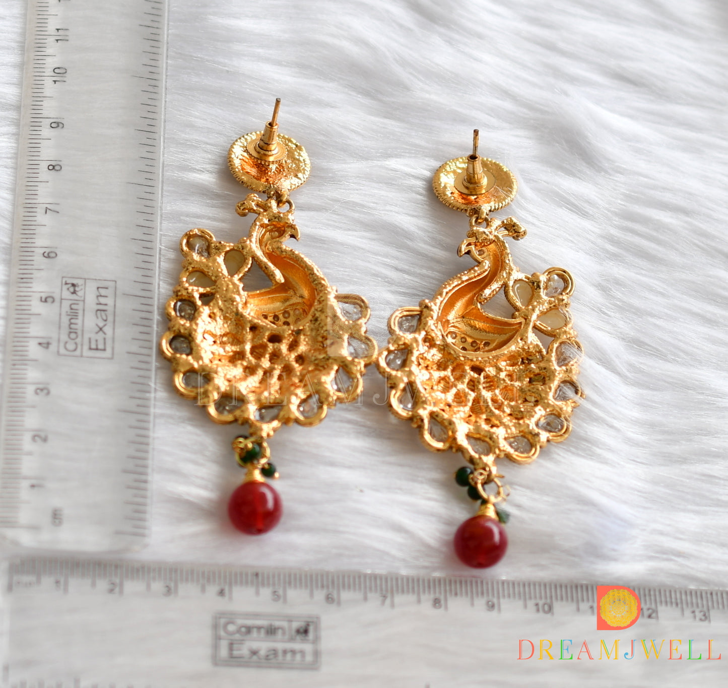Antique polki Meenakari big peacock earrings dj-37377