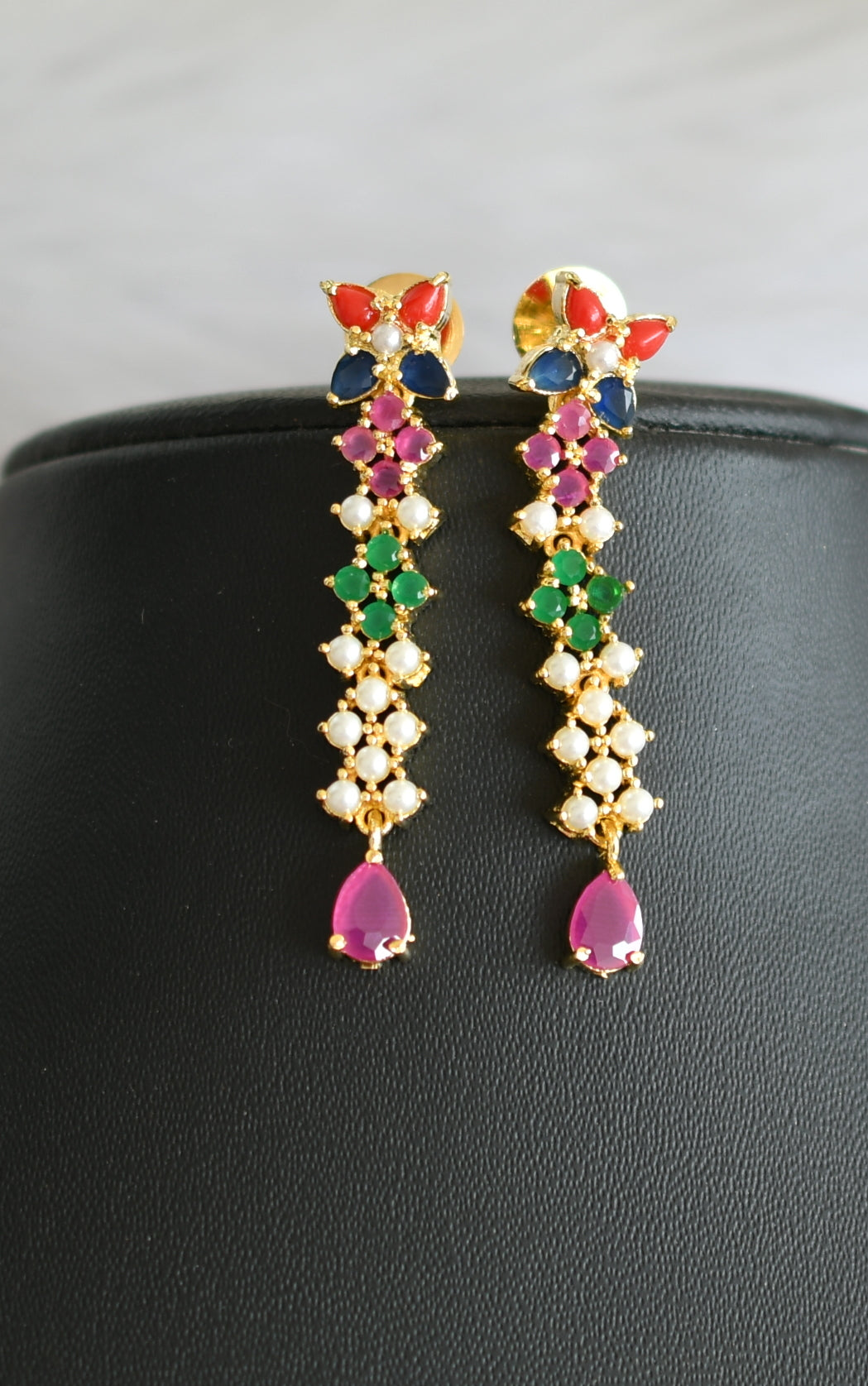 Gold tone navarathna stone necklace set dj-41726