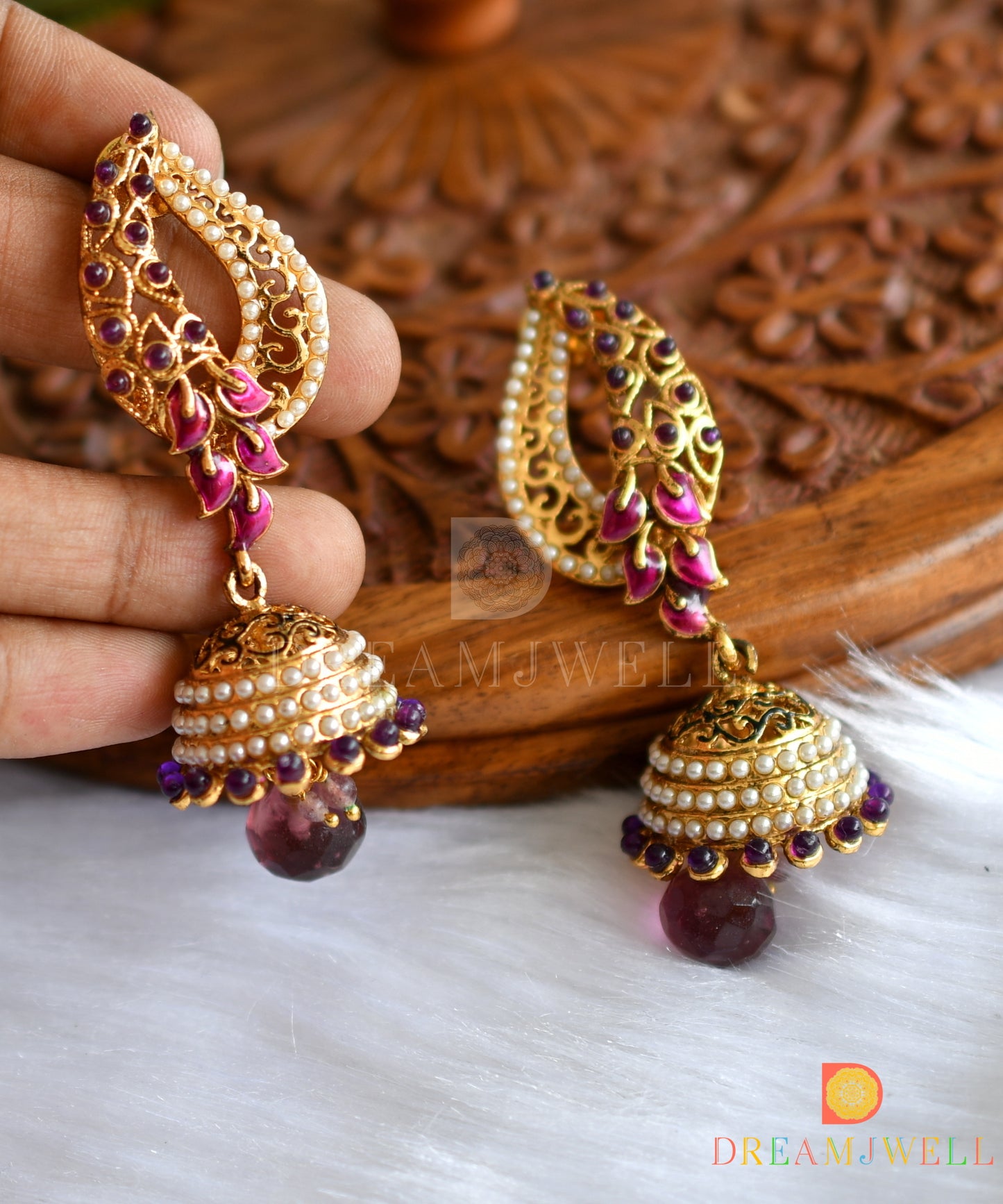 Antique purple-pearl jhumkka dj-37371