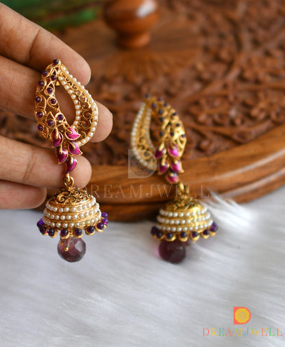 Antique purple-pearl jhumkka dj-37371