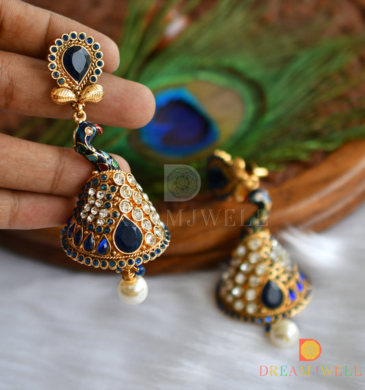 Antique blue-white stone big peacock earrings dj-37372