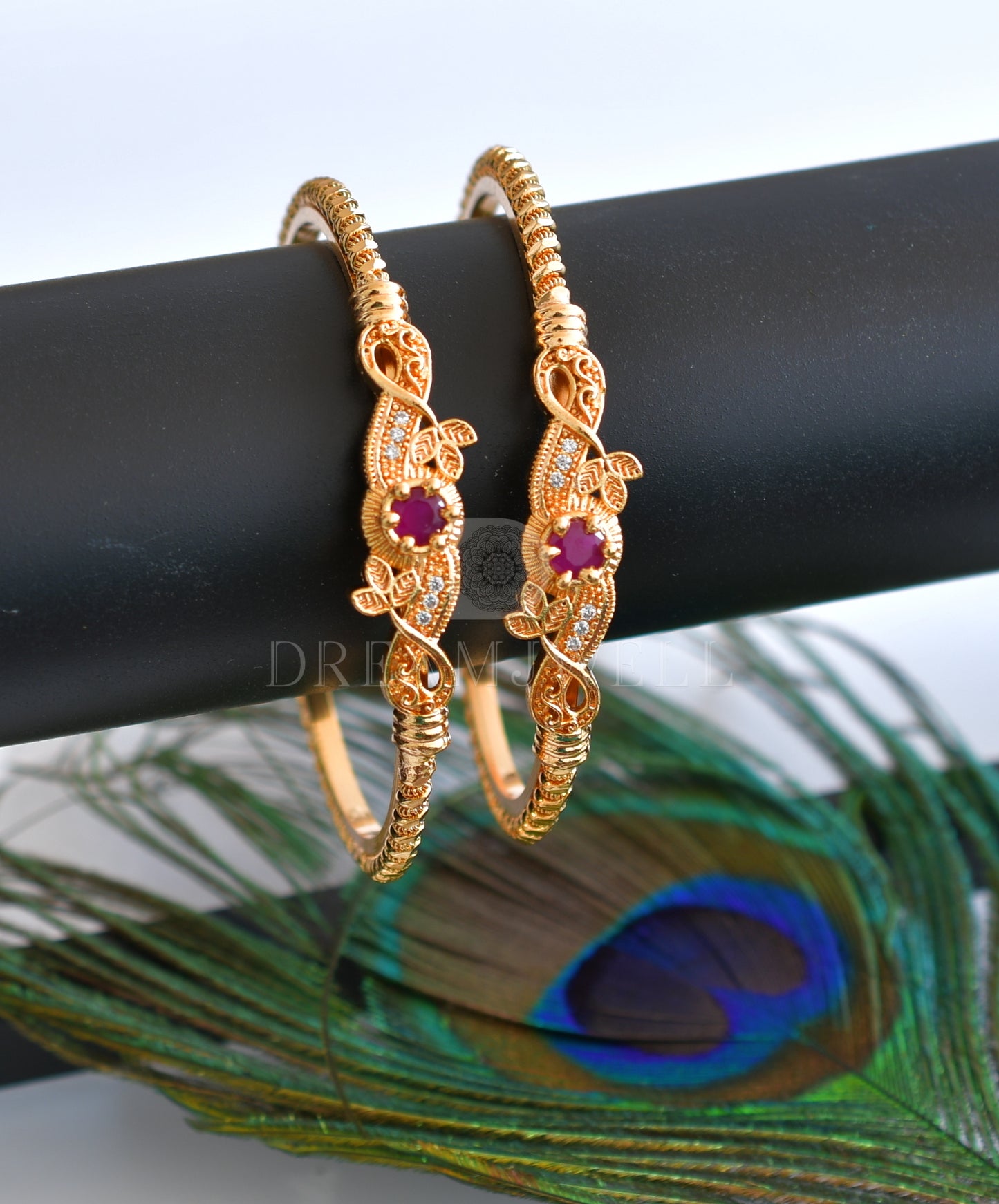 Gold Tone Cz Set Of 2 Bangles(2.10) dj-30937