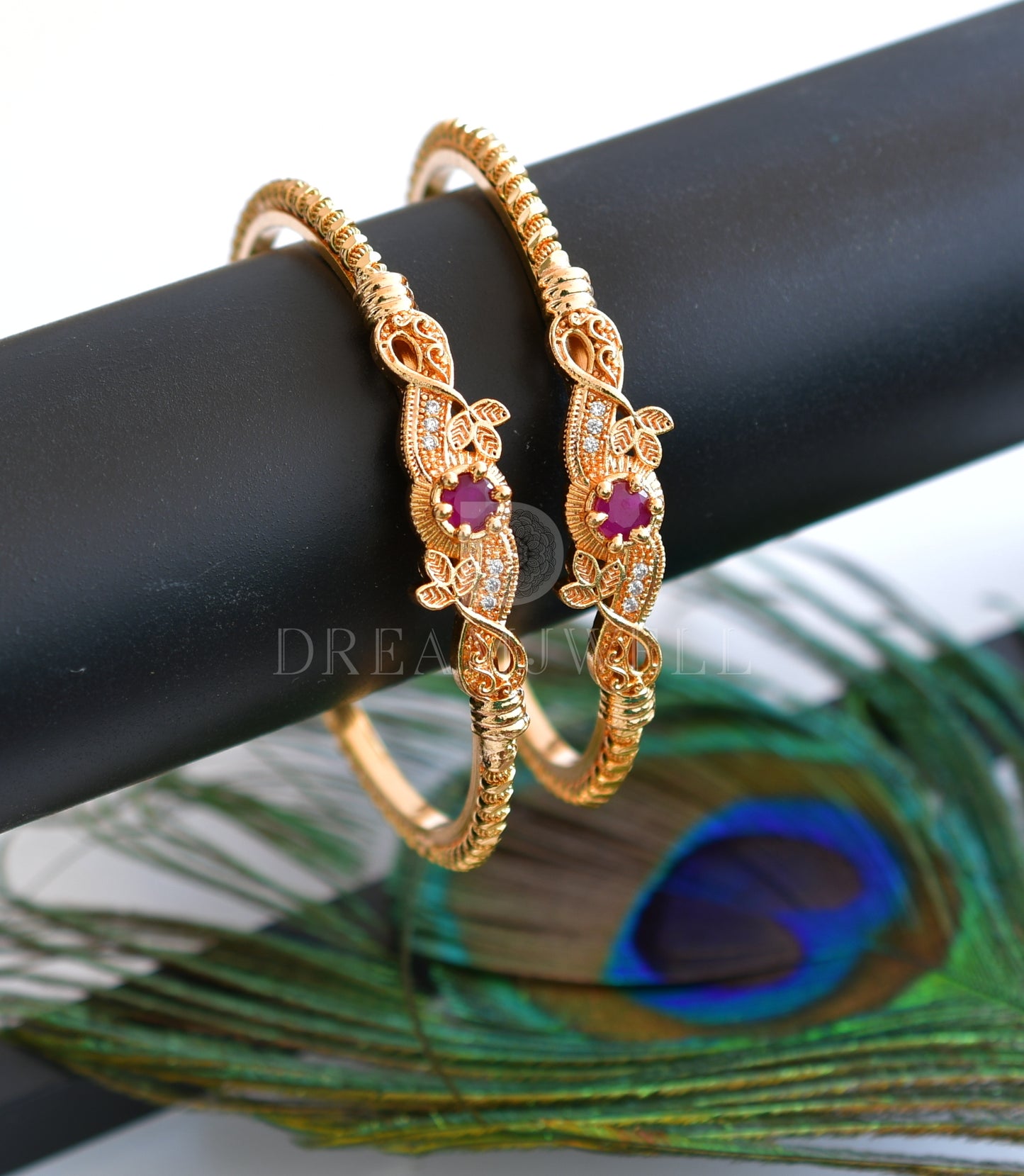 Gold Tone Cz Set Of 2 Bangles(2.10) dj-30937
