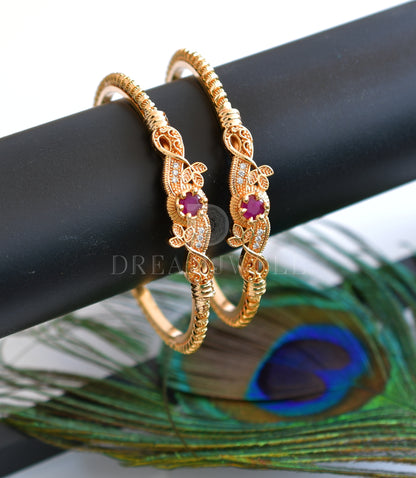 Gold Tone Cz Set Of 2 Bangles(2.10) dj-30937